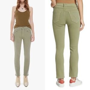 Mother NWT Denim The Stash Mid Rise Dazzler Ankle Jeans In OIG Oil Green Size 23